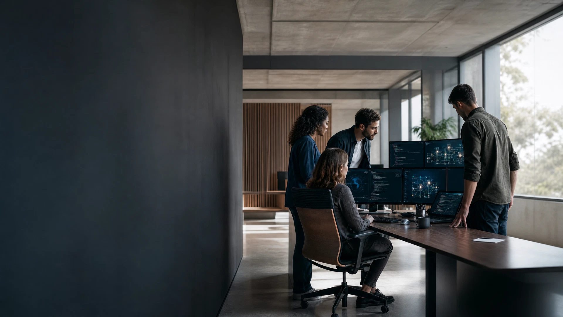 Equipe de tecnologia trabalhando em um produto digital